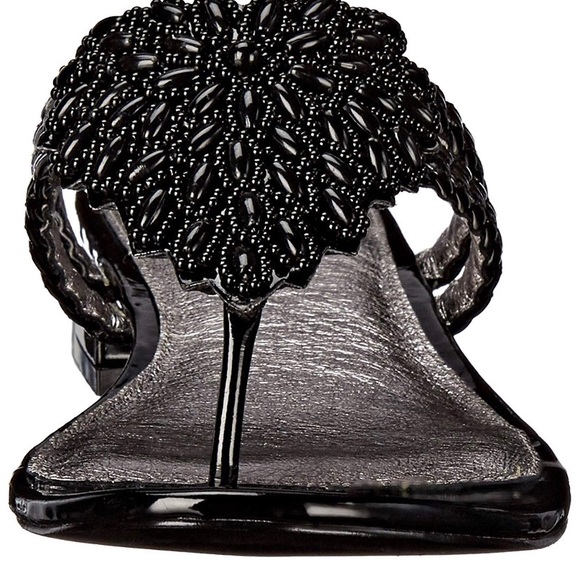 Adrianna Papell Black Leather Sandals - Picture 3 of 8